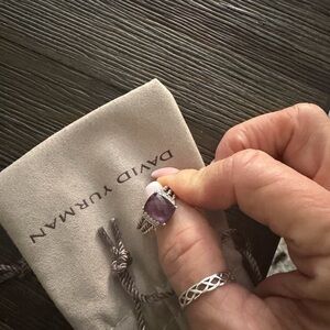 David Yurman Sterling Silver Ring with Purple Amethyst